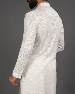 White Full Embroidered Kurta Set