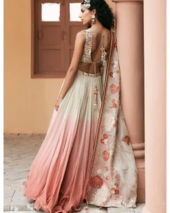 White Pink Ombre Lehenga Set