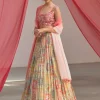 White Pink Printed Lehenga Set