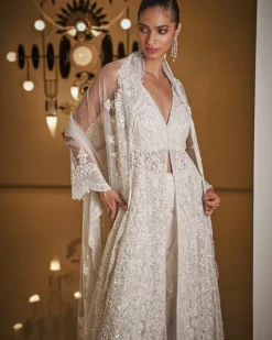 White Sequin Sharara Set