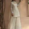 White Thread work Kurti And Sharara Set