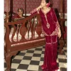 Wine Embroidered Velvet Gharara Set