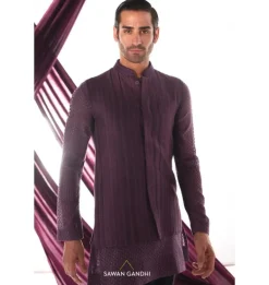 Wine Nehru Jacket Set
