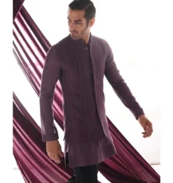 Wine Nehru Jacket Set