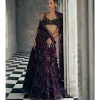 Wine Net Applique Lehenga Set