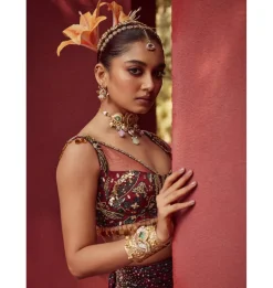 Wine Printed Ember Lehenga Set