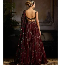Wine Printed Ember Lehenga Set