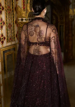 Wine Sequin Lehenga Set