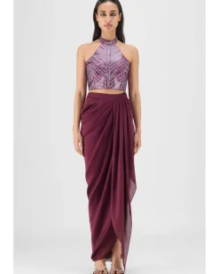 Woven Metallic Bustier And Skirt Set