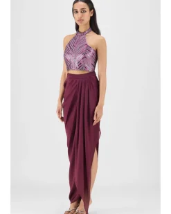 Woven Metallic Bustier And Skirt Set