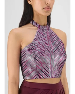 Woven Metallic Bustier And Skirt Set