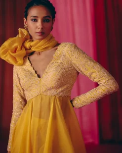 Yellow Anika Anarkali Set