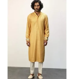 Yellow Botanical Print Inara Straight Kurta Set