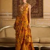 Yellow Embroidered Blouse And Sharara Sari Set