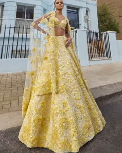 Yellow Floral Lehenga Set