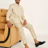 Yellow Garden Rose Linen Kurta Pajama Set