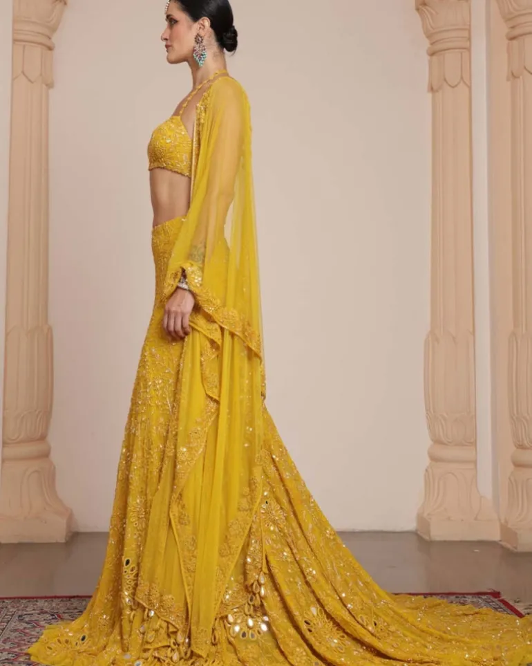 Yellow Heavy Tulle Skirt Set