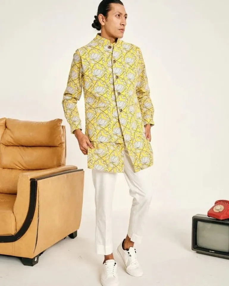 Yellow Kamal Cotton Kurta Set