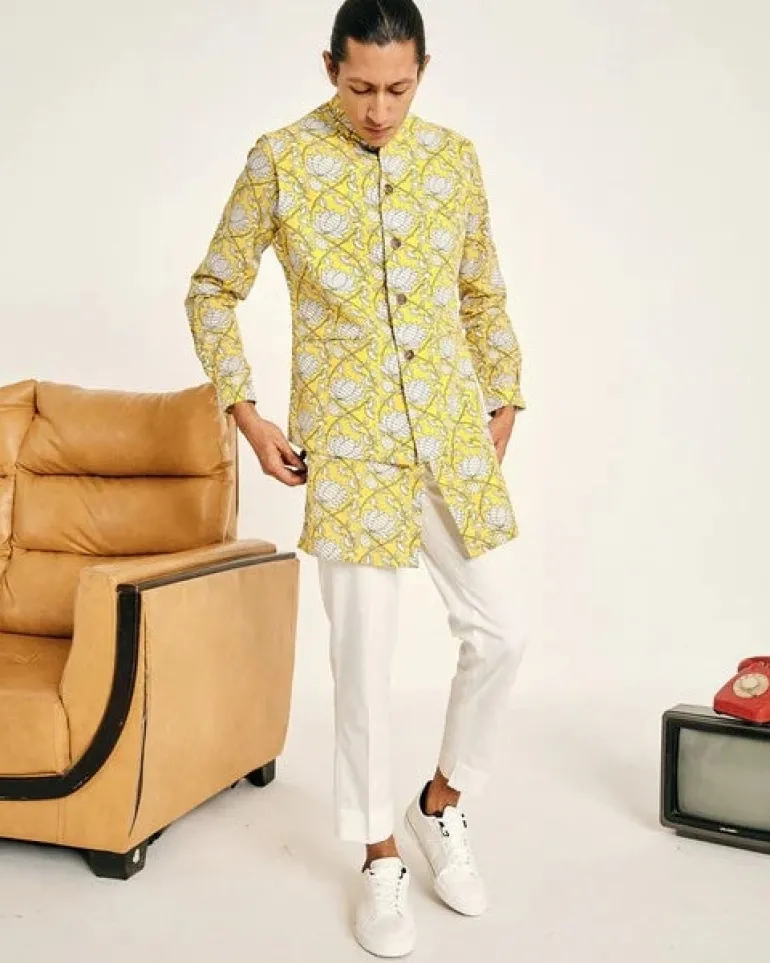 Yellow Kamal Cotton Kurta Set