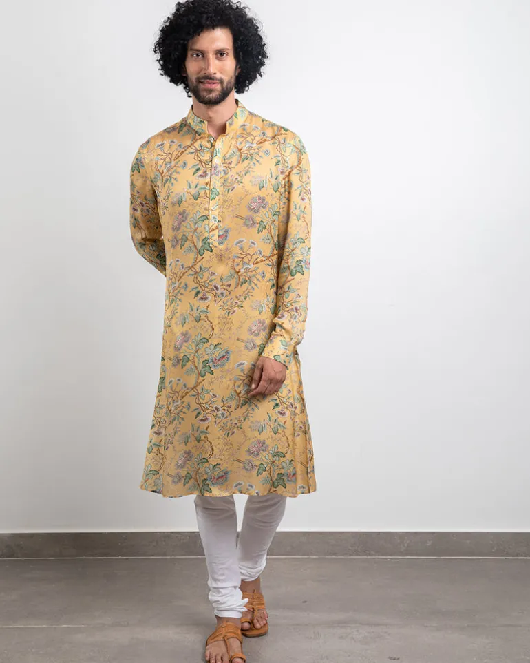 Yellow Modal Silk Kurta Set