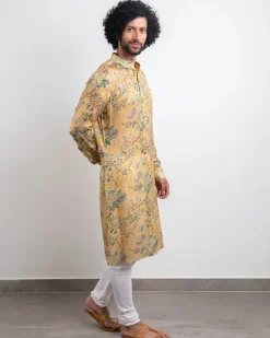 Yellow Modal Silk Kurta Set