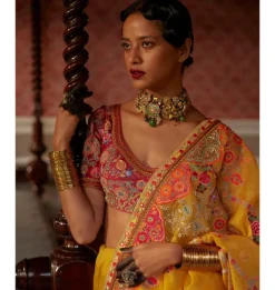 Yellow Organza Sari Set