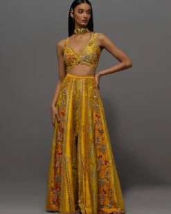 Yellow Panel Sharara Set