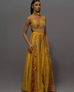 Yellow Panel Sharara Set