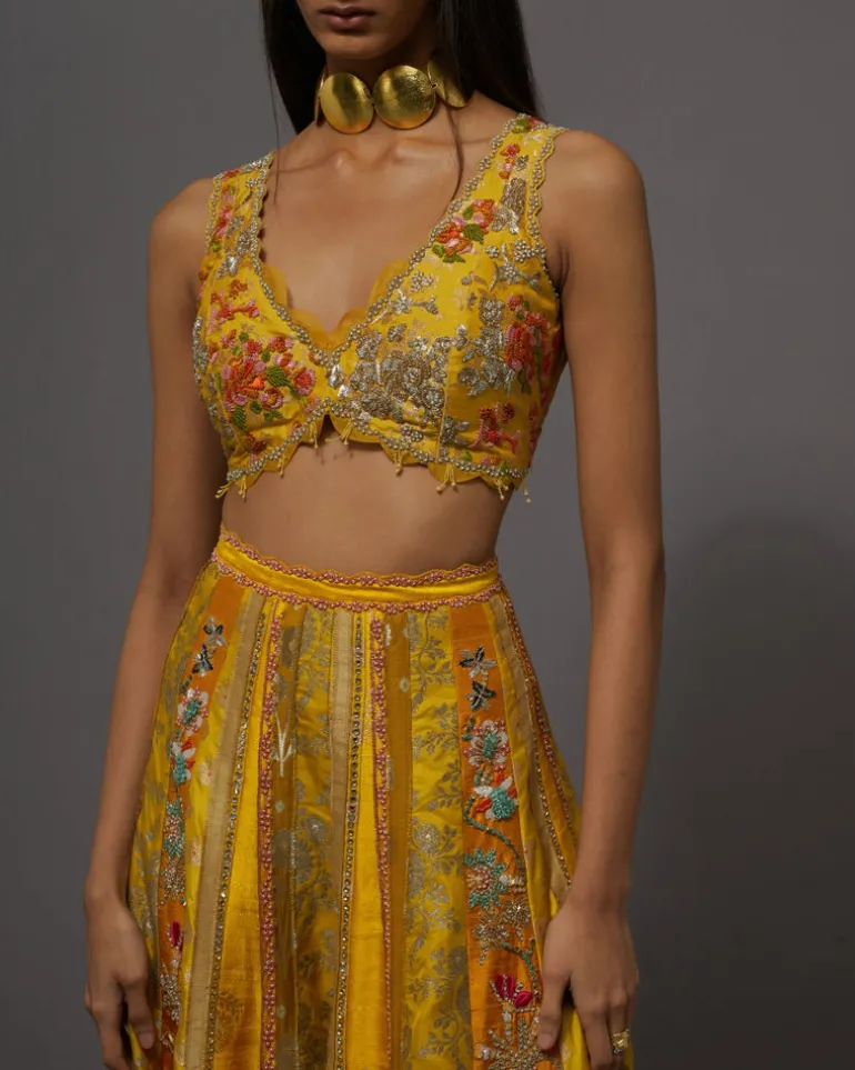 Yellow Panel Sharara Set
