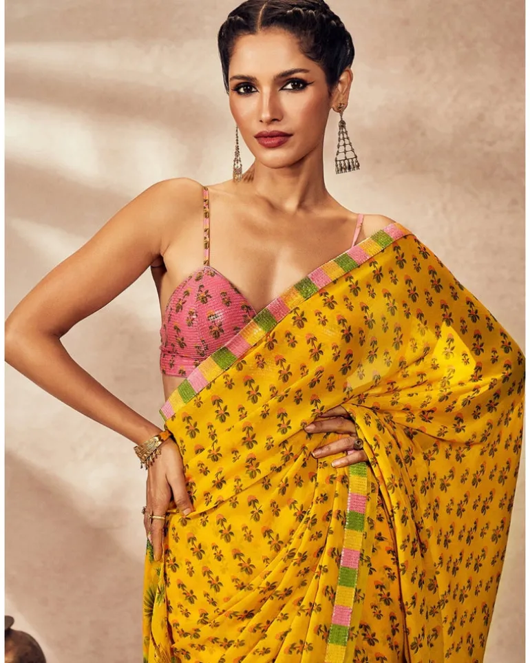 Yellow Pixie Dust Sari Set