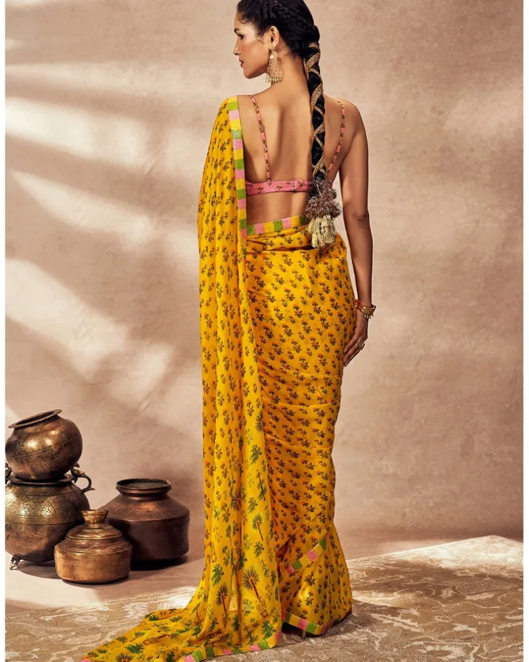 Yellow Pixie Dust Sari Set