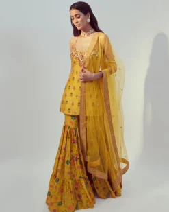 Yellow Printed Sharara Set