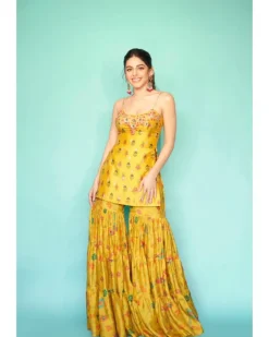 Yellow Printed Sharara Set