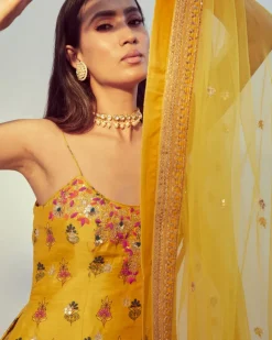 Yellow Printed Sharara Set