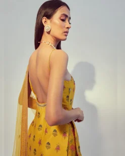 Yellow Printed Sharara Set