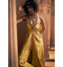 Yellow Russian Jacquard Jumpsuit
