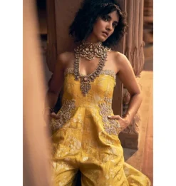 Yellow Russian Jacquard Jumpsuit
