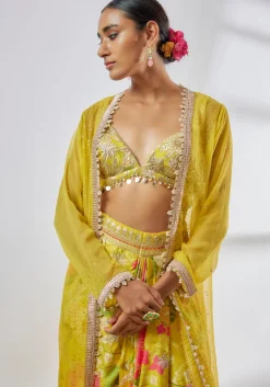 Yellow Saisha Drape Skirt Set