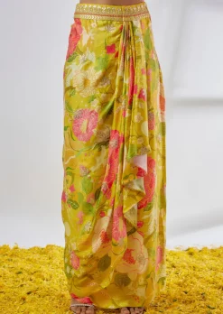 Yellow Saisha Drape Skirt Set