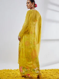 Yellow Saisha Drape Skirt Set