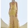 Yellow Three-Dimensional Floral Sharara Set