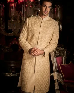 Zayn Nude Thread Sequin Sherwani Set