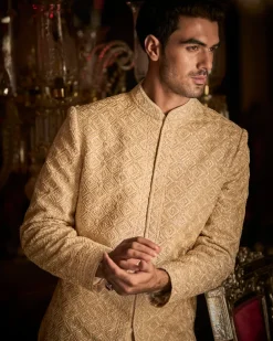 Zayn Nude Thread Sequin Sherwani Set