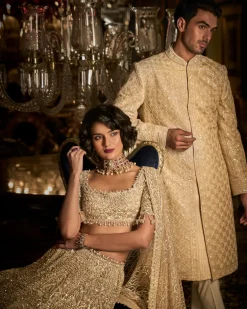 Zayn Nude Thread Sequin Sherwani Set