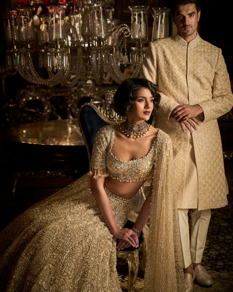 Zayn Nude Thread Sequin Sherwani Set