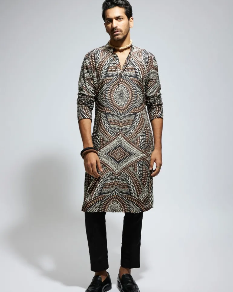 Zentangle Heavily Highlighted Kurta Set
